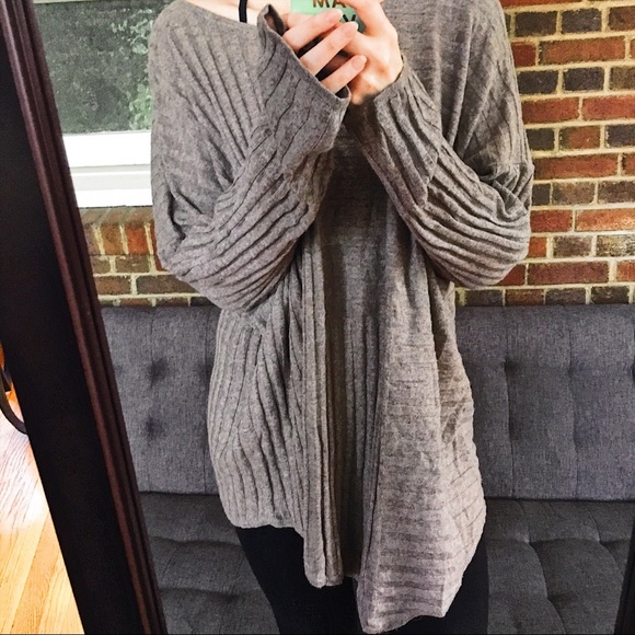Sweaters - Kyrie • Taupe Textured Tunic Flowy Sweater Top